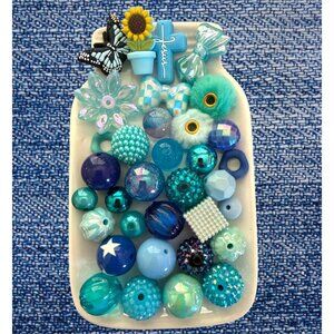 Lot Of 30 Beads For Beadable Pens-Singing The Blues Mix